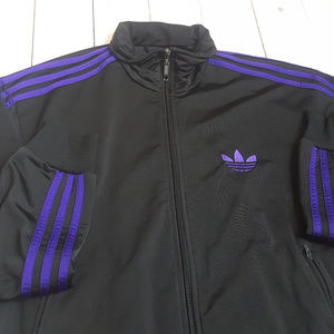Adidas purple stripe jacket Clearance